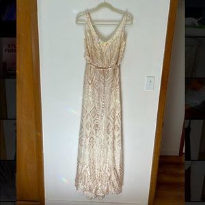 Marina Cream & Champagne sequin dress